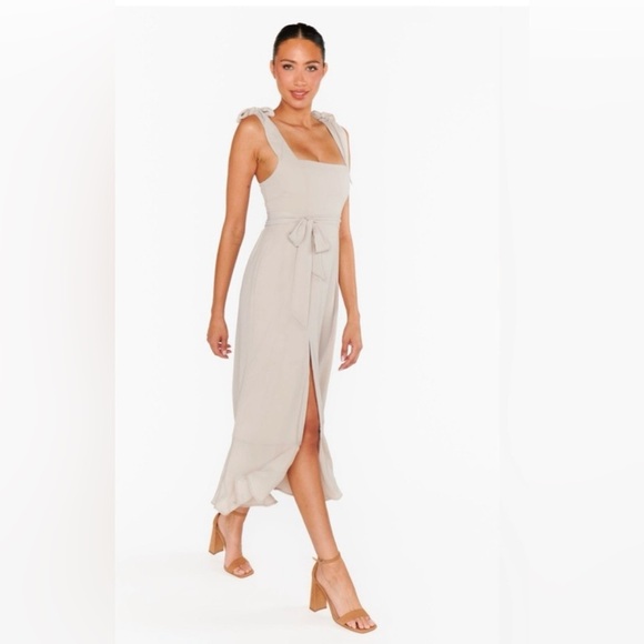 SHOW ME YOUR MUMU Claire Show me the Ring crisp Chiffon Midi Dress Bridesmaid - Picture 7 of 9